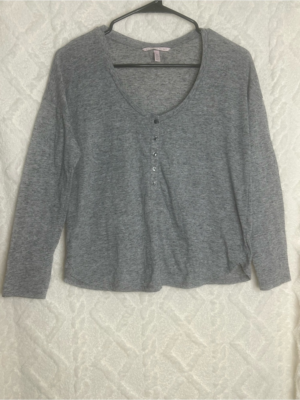 Victoria's Secret Grey Long-Sleeve Henley Top